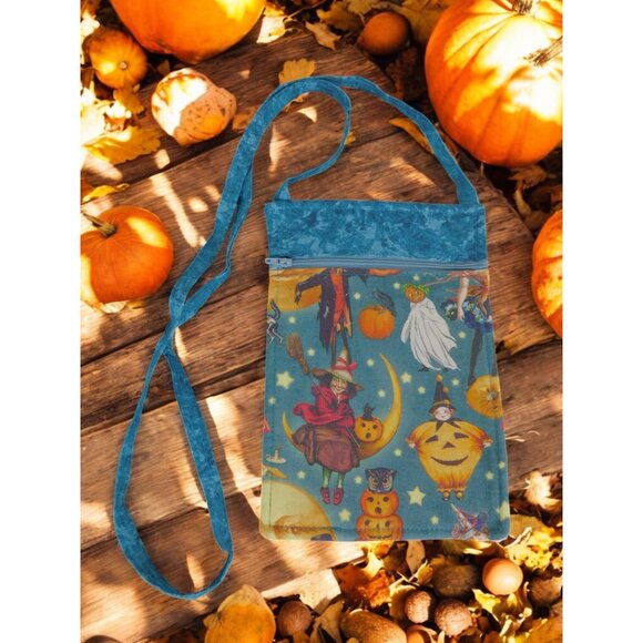 Witchy-Themed Handcrafted Crossbody Bag Zipper Closure Halloween - Picture 4 of 10